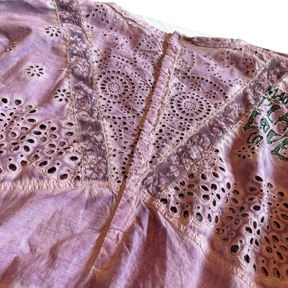 Magnolia Pearl Eyelet Rosemary Blouse Shirt Top Lace Bohemian Flowy One Size - Picture 13 of 14